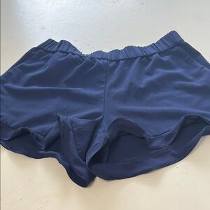 Maison Jules Small Navy Blue Elastic Waist Pull On Scalloped Edge Shorts